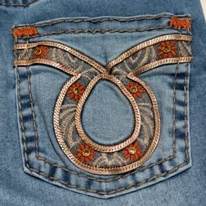 Brenedy Jeans Womens 16 Linda Blue Bootcut Denim Studded Embroidered Medium Wash